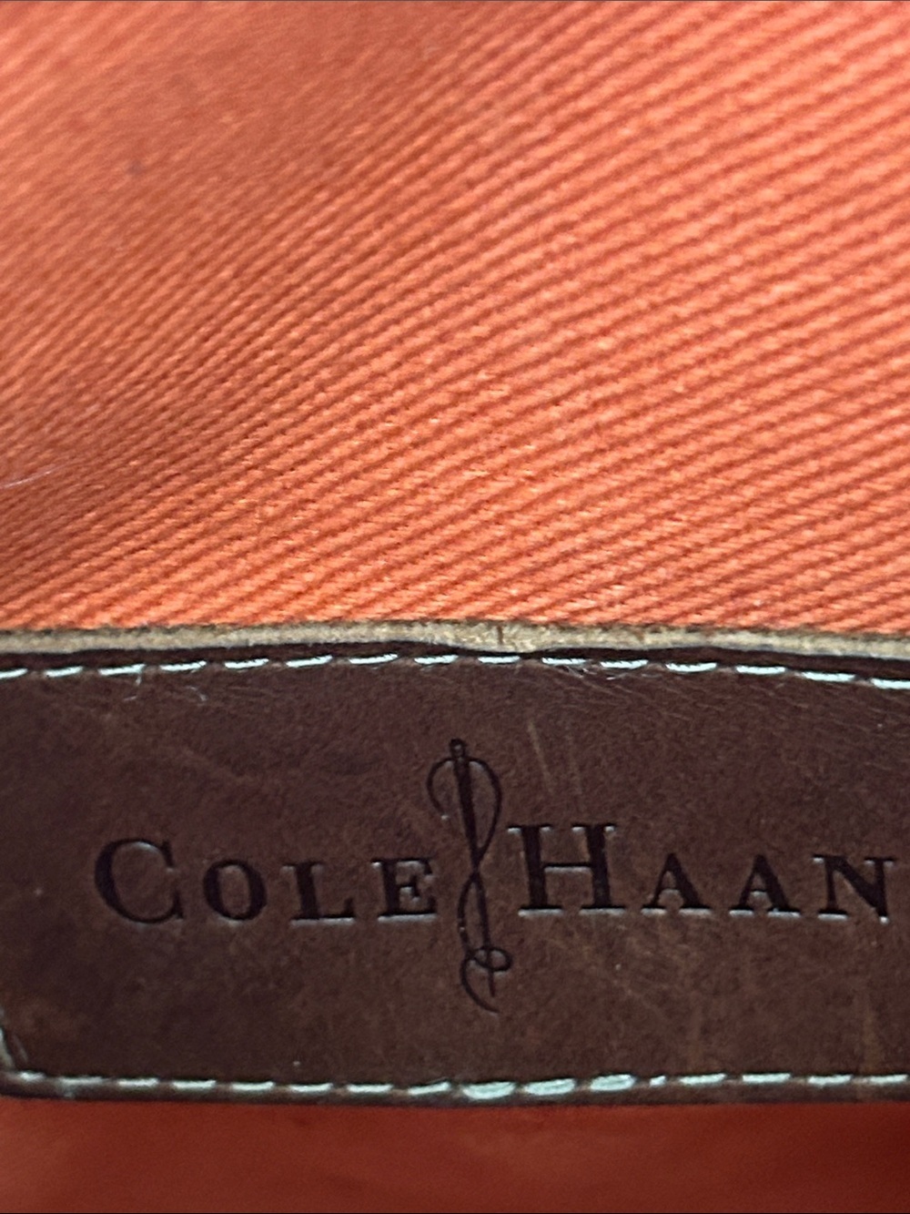 COLE HAAN BLUE CANVAS AND BROWN LEATHER  CARRY SATCHEL /MESSENGER BAG - Picture 10 of 16